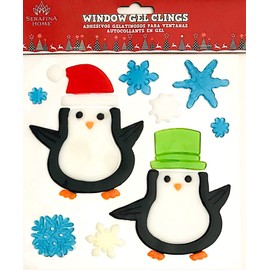 Winter Gel Cling Stickers for Windows and Mirrors - 4 Sheets of Snowy Designs: Penguin Family and More!