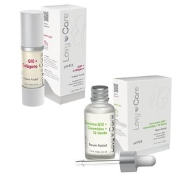 Pack Serum Facial Coenzima Q10+ Ceramidas+ Te Verde+ Crema facial Q10+ Colageno| Lovy Care | piel Hidratante | Efecto Lifting | Renovacion Celular | Biogeneradora | Antienvejecimiento| pH 5.5 |