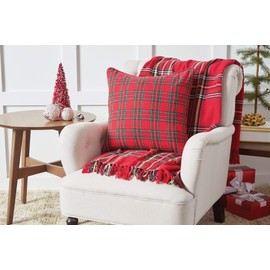 C&F Home Arlington Plaid Throw Lodge Cabin Everyday Holiday Christmas Cotton Machine Washable Blanket with Fringe 50 x 60 Throw Red