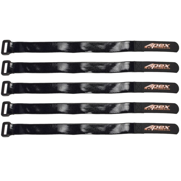 Apex RC Products 5 Pack 20mm x 300mm HD Rubberized Battery Straps Non-Slip 3031