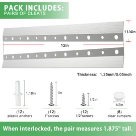 12"-4 Pairs French Cleat Hanger,Z-Hanger Picture Hanging Kit,Wall Mounting Brackets Cleat Picture Hanger Kit Z Bar Clips for Hanger Supports 60 lbs,Z Bar Hanger for Pictures,Mirrors,and Art