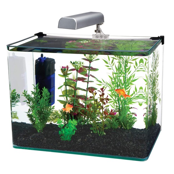 PENN-PLAX Water-World Radius Desktop Nano Aquarium Kit – Includes LED Light, Internal Filter, and Mat – Perfect for Shrimp and Small Fish – 7.5 Gallon Tank