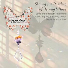 Grandma Gifts, Gifts for Grandma - Butterfly Crystal Suncatcher, Special Grandma Birthday Gifts, Gifts for Nanny on Mother's Day, Crystal Gifts for Women, Sun Catcher with Greeting Card