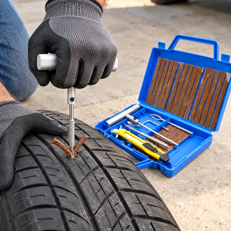 Car Tire Repair Kit 28-Piece – Puncture Repair Tools for