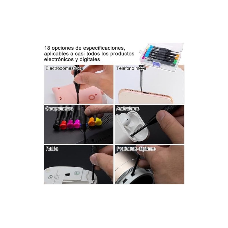 Juego de Destornilladores, 18 Pcs Kit de Desarmadores Magnéticos Pequeños