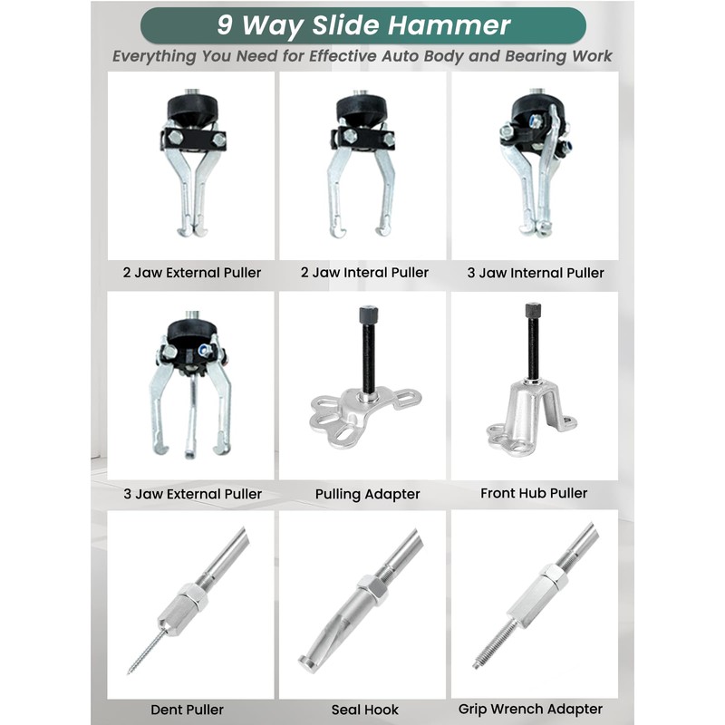 Punmew Slide Hammer Puller Set 19 PCS Front Wheel Hub