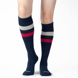 ja vie JAVIE 80% Merino Wool Extra Comfort Graduated Compression Stripe Socks for Women & Men (15-20mmHg)