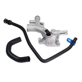 Aluminum Engine Coolant Thermostat Housing & Water Outlet w/Reservoir Inlet Hose - Fits 2011-2020 Chevy Cruze, Sonic, Trax, Volt & Buick Encore 1.4L (25193922, 13251447, 55565334, 902-846)