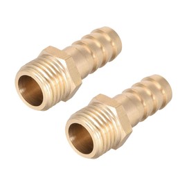 sourcing map Brass Fitting Connector Metric M14-1.5 Male to Barb Fit Hose ID 10mm 2pcs