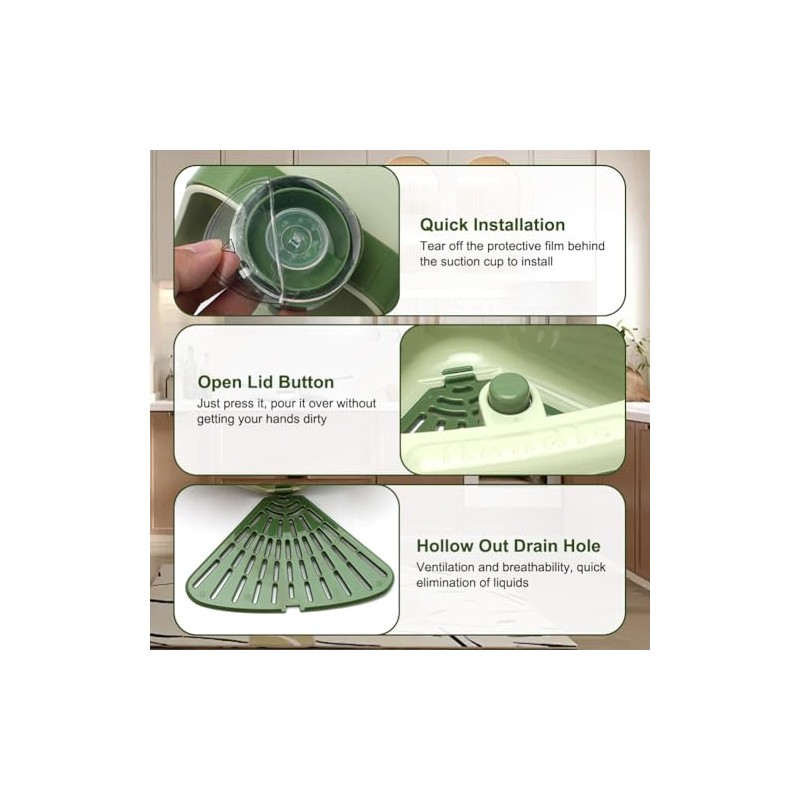 FARYODI Snap-Button Sink Strainer, Suction Cup, Corner Shelf Strainer with