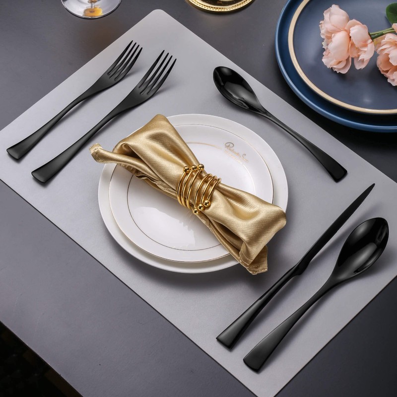 Lemeya 20-Piece Black Silverware Set for 4,Heavy Duty 18/10 Stainless