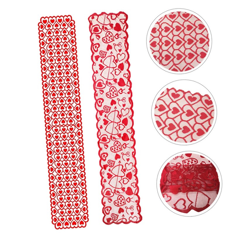 SHOWERORO Dirt Resistant Love Table Runner Washable Reusable Tablecloth for