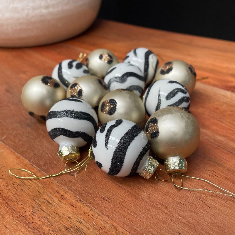 Sass & Belle Leopard & Zebra Mini Baubles - Set