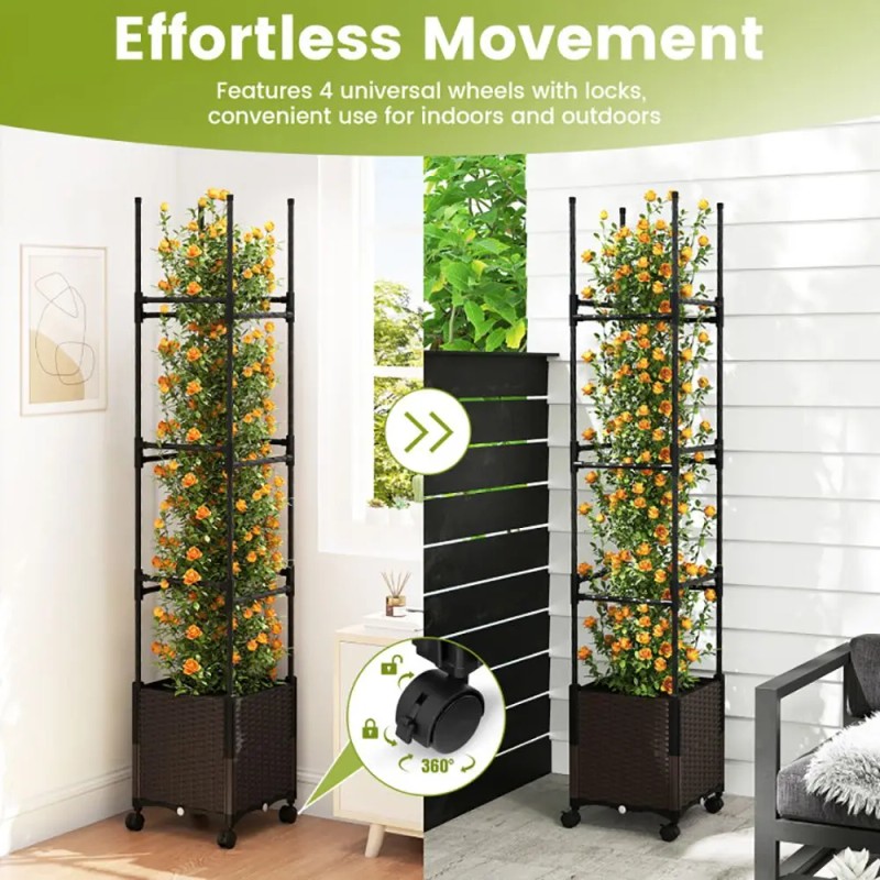 Adjustable Height 87-Inch Tall Raised Garden Bed with Lockable Wheels