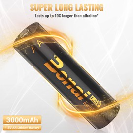 BONAI Lithium Batteries AA, 1.5V 3000mAh Longest Lasting Double A Battery - Ultimate Power for High Drain Devices, Non-Rechargeable (8 Pack)
