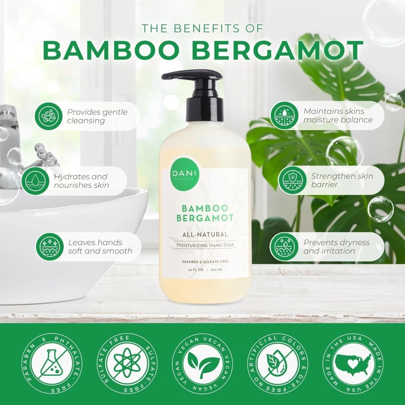 Dani Naturals Naturals Moisturizing Hand Soap – Bamboo Bergamot Scent,