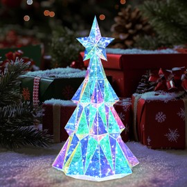 ASAMASA Christmas Tree is Made of Unique PET and Rainbow Film Materials, Featuring Magical 3D Prisms and Colorful Refraction Effects. Ideal Decoration for Christmas, Thanksgiving, and Other Holidays