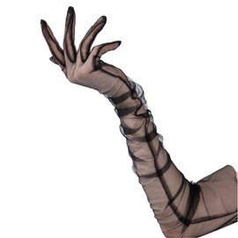 Huralona 70cm Women's Tulle long Wedding Bridal Gloves Long Opera Party Gloves (Black)