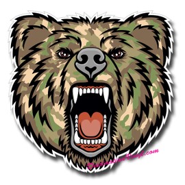 2 x Glossy Vinyl Stickers - Army Camo Angry Bear Cool Laptop Decal #0134 (As shown.)