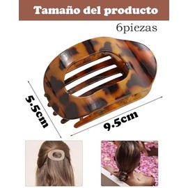6 Piezas Pinzas Para El Cabello De Mujer, Pinzas Para Cabello Ovaladas Y Planas, Accesorios Para El Cabello Con Diseño Francés, Para Cabello Fino Y Gr