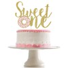 Decoración para tarta con diseño de rosquilla dorada con purpurina