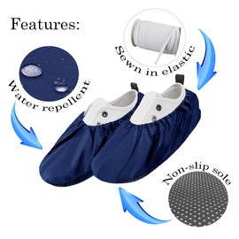 Ferocity Reusable Shoe Covers for Children Adults Waterproof Overshoes Non-Slip Washable Shoe Protector Unisex Polyester Mix x 5 [142], Bright Mix, 5 Pair 40-45 size