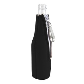Abraham Drinkin Beer Bottle Coolie With Opener Black