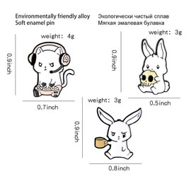 Cute Rabbit Enamel Pin Music Cup Bunny Badge Brooch for Bag Lapel pin Cartoon Animal Jewelry Gift for Friends Men Boys