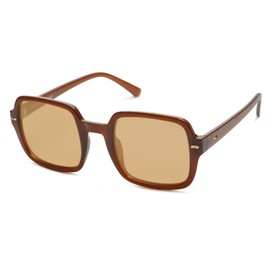 SOJOS Retro Square Polarized Sunglasses for Women Men Classic Trendy Sunnies SJ2226, Brown/Brown
