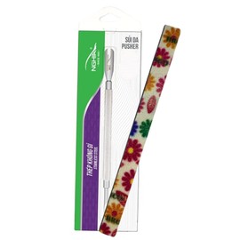 Nghia Nail Cuticle Pusher and Nail Cleaner with Osimihome Nail File | Double–Ended Design Manicure Pedicure Stainless Steel (Long spoon head S509)