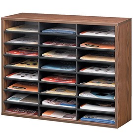 Fellowes 25043 Literature Organizer, 24 Letter Sections, 29 x 11 7/8 x 23 7/16, Medium Oak