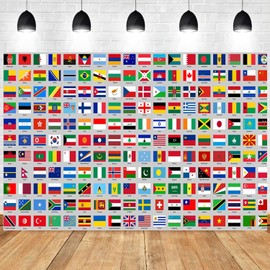 5x3ft World Flags Backdrop Country Flags Photography Background International Flags Decorations Office School Classroom Wallpaper Banner National Sports Events Party Photo Studio Props