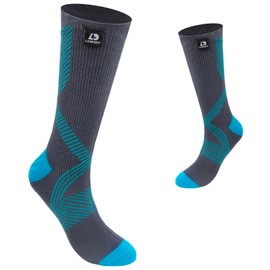 LEAKDRY Waterproof Socks,Thermal Mid Calf,Long Socks,Lighteweight & Breathable (US, Alpha, Small, Regular, Regular, Black/Blue Stripe)