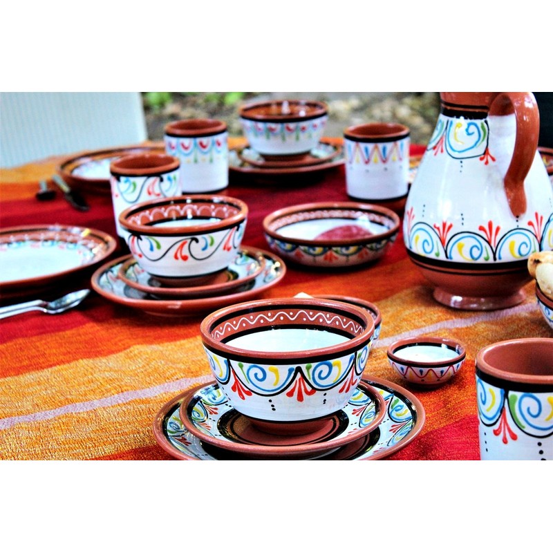 Cactus Canyon Ceramics Salsa Bowls - Spanish Terracotta White Decor