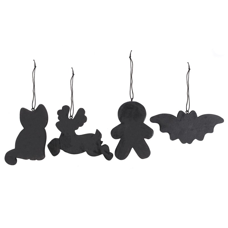 Creepy Christmas Gingerbread Cookie Ornaments - Set of 4 Dark