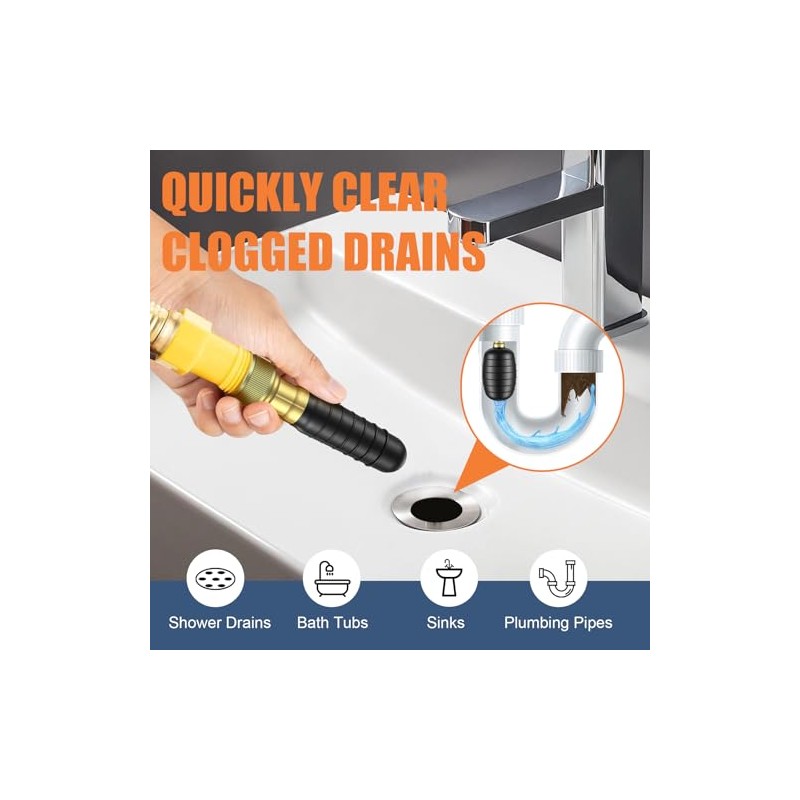 3-Piece Drain Cleaning Bladder Kit for Effective Clog Removal