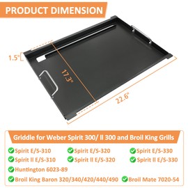 Griddle for Weber Spirit I & II 300 Series, Grill Insert for Spirit II E-310, Full Size Griddle for Broil King Baron 440 320 340 420 440 with Handles, Replace for Weber 6787