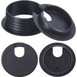 4Pcs Desk Cable Wire Grommet, 35mm(1.38 inch) Black Desk Grommet Cord Cable, Desk Table Grommet Cable Tidies for Home and Office Table Surface Port Hole Covers (35mm)