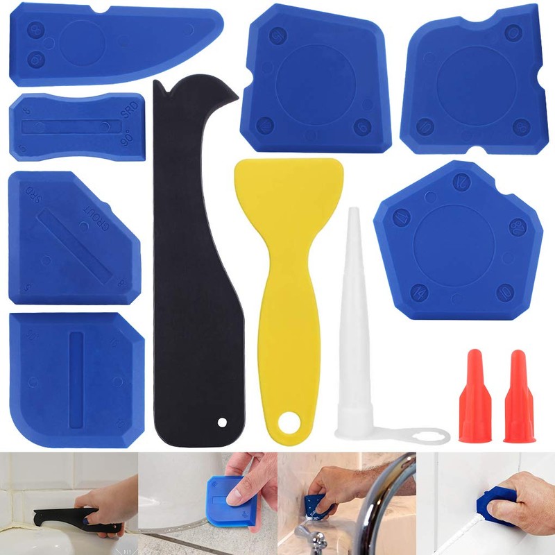 Caulking Tool, 12 Pieces Silicone Sealant Finishing Grout Tools Kit,
