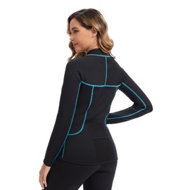Hevto Wetsuit Top Women 2mm Neoprene Jacket Wet Suit Long Sleeve Surfing Diving Swimming for Water Sports (Tops Long, 6)