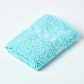 HOMESCAPES Aqua Turkish Cotton Hand Towel Super Soft Thick & Absorbent 500 GSM Towel Heavy Weight for everyday Luxury