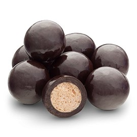 Dulcefina chocolate and Sweets, Dark Chocolate Skinny Dipper Malt Balls (Single Dipped) (2 Lbs)