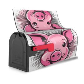 YYHWHJDE letterbox Cover Waterproof Oxford Cloth Accommodates Standard Size or Large Size mailboxes Funny Pink Pig Face Pattern 25.5x21 in