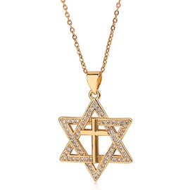 MidSmile Star of David Necklace: Cross Necklace y2k | Six Point Star with Cross Necklace, Gothic Jewelry Gift for Women