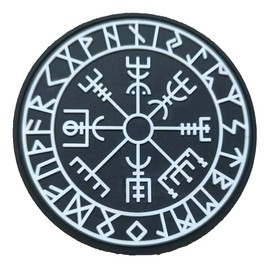 PVC Patch VEGVISIR VIKING BRUJULA Phosphorescent 3D Velcro | Size 80mm | 3D Velcro for Military Backpacks | Ideal for Outdoor, Hiking, Bushcraft, Survival | TS-PTCH-VKGBSG