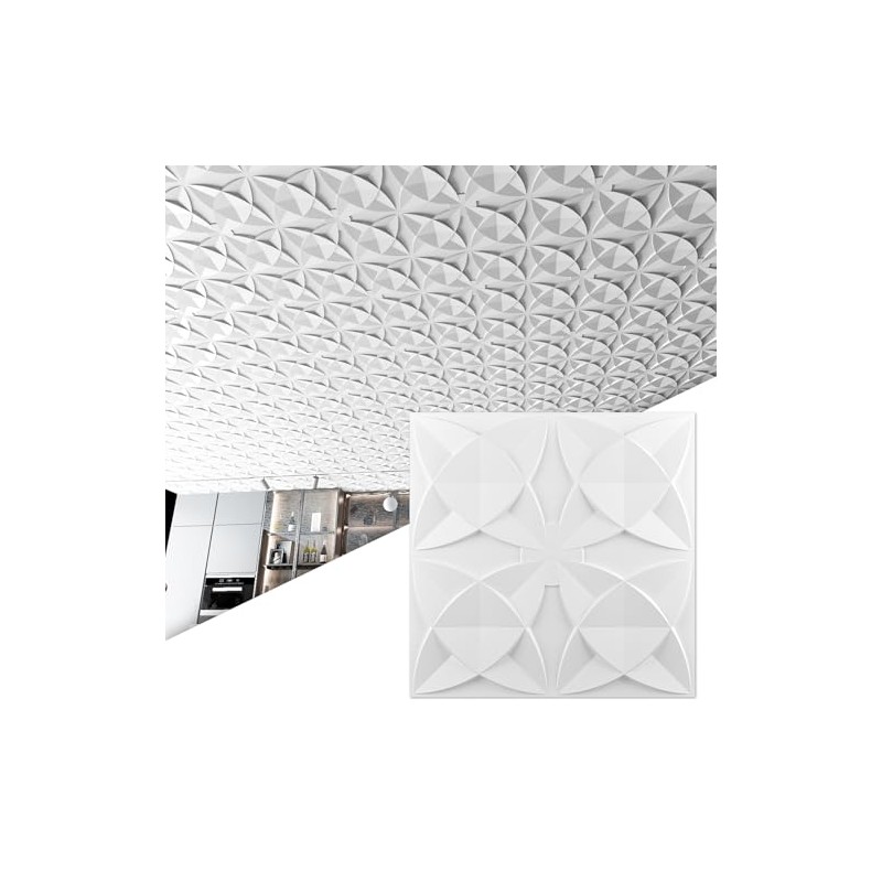 Art3d 12-Pack PVC Drop Ceiling Tiles (48 Sq.Ft), 24"x24" Decorative