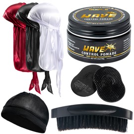 Goiple "Goiple Hair Care Kit for Men's 360 Wave - Pomades for Strong Hold, Easy Wash, Moisture Control, Silky Shine & Training, Curved Brush, Durag Cap Set, Du-rag, "