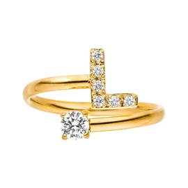 Purelei® Letter Ring - Women's Ring Made of Durable Stainless Steel - Waterproof Rings - Adjustable Rings from Size 50 to 60 - Fashion Jewellery for Your Individual Look, Gemstone, Cubic Zirconia