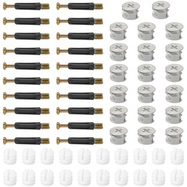 20 Sets Cam Lock Nuts and Bolts,Furniture Fixing Cam Dowels Screws,Connectors Fasteners for Furniture (Black)