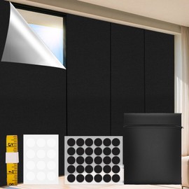 NAKIHOUSE 100% Blackout Blind, 100 x 150 CM Stick on Blackout Blinds for Windows, No Drill Temporary Blackout Curtains Suitable for Cutting any Size Shape, Black Out Blinds for Bedroom, Nursery, RV